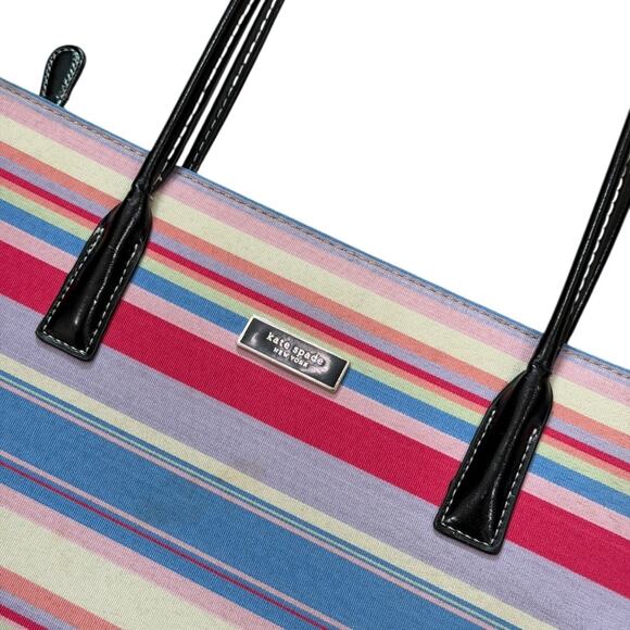 Vintage Kate Spade Raindbow Striped Structured Tote - Picture 3 of 11